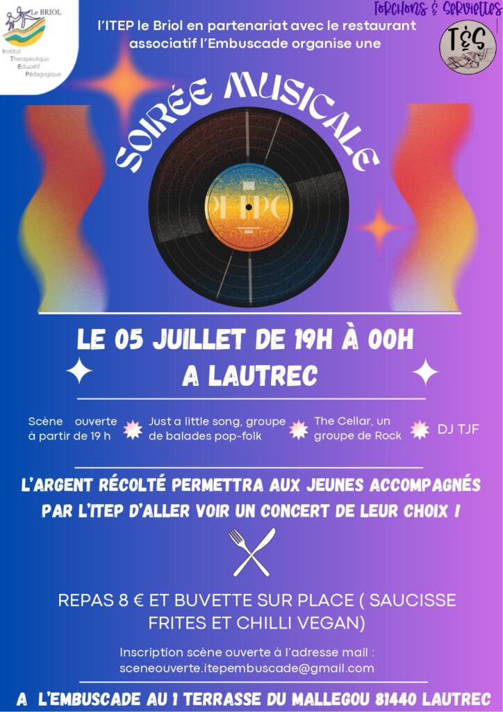 Flyer soirée musicale Itep Le Briol