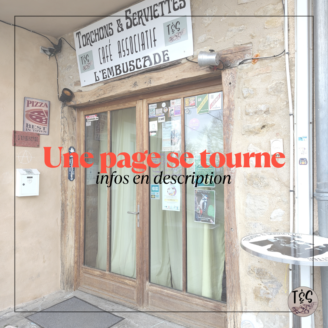 C'est à regret que le conseil d'administration de l'association Torchons & Serviettes vous annonce la fermeture prochaine du restaurant l'Embuscade. Nous avons dû réorienter notre projet, tout en conservant nos objectifs d'inclusion, de partage et d'échange.